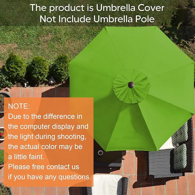 EliteShade USA 9FT Patio Umbrella Replacement Covers 8 Ribs Market Umbrella Canopy Cover (CANOPY ONLY) (Macaw Green)