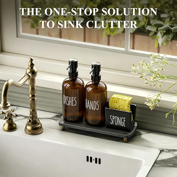 Cisily Amber Kitchen Soap Dispenser Set - Image 5