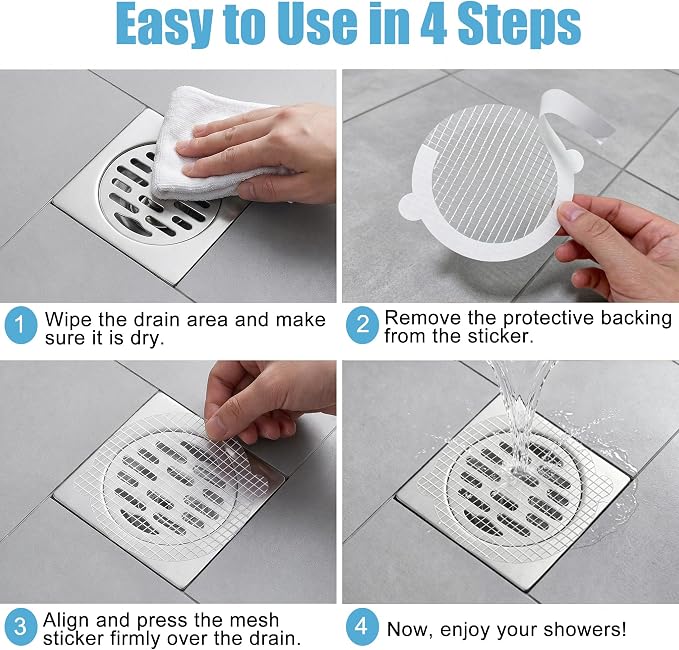 40 Pack Disposable Shower Drain Hair Catcher Stickers - Image 3