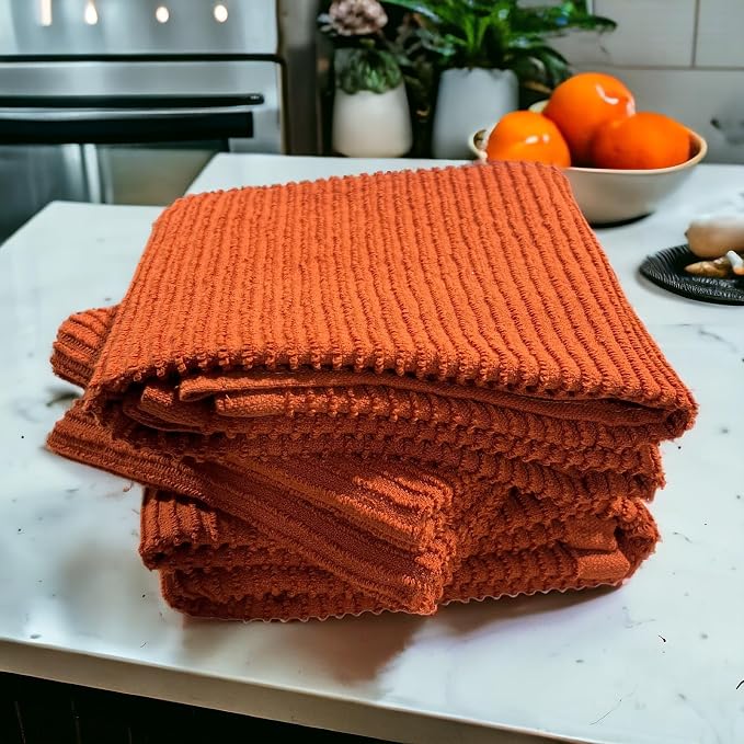 Burnt Orange Rust Kitchen Hand Dish Towels, 100% Cotton - Image 8