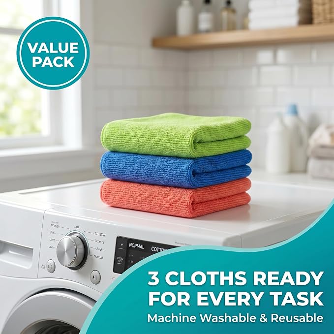 HELOMOR 3 Extra Large Microfiber Cleaning Cloths, Reusable Multi-Purpose - Image 8