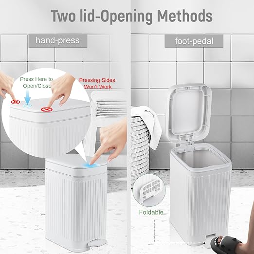 Small Bathroom Trash Can with Lid, 2.6 Gallon Slim Soft Close Step, Kitchen & - Image 3