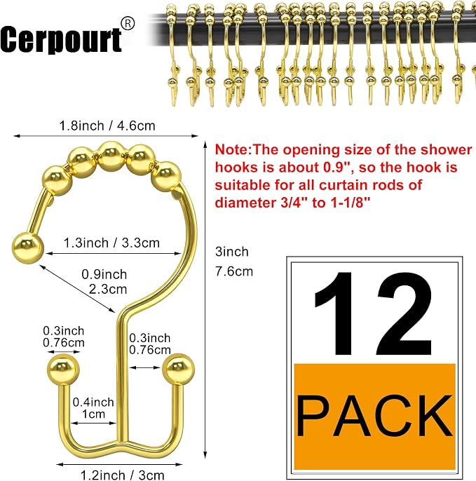 Shower Curtain Hooks, Free Sliding Double Shower Hooks - Image 4