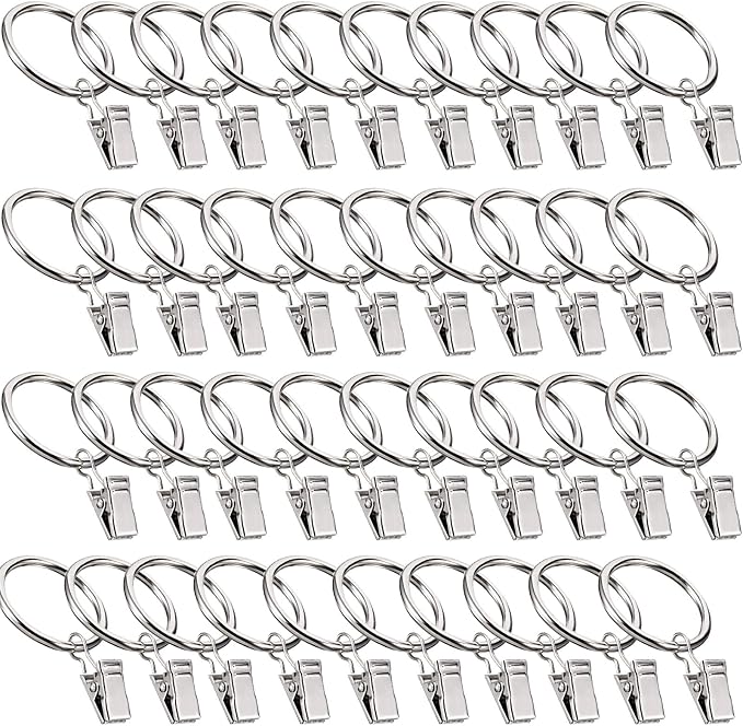 Curtain Rings with Clips, Window Clip Rings Curtain Hooks Hangers Clip Rings by Azmoncy