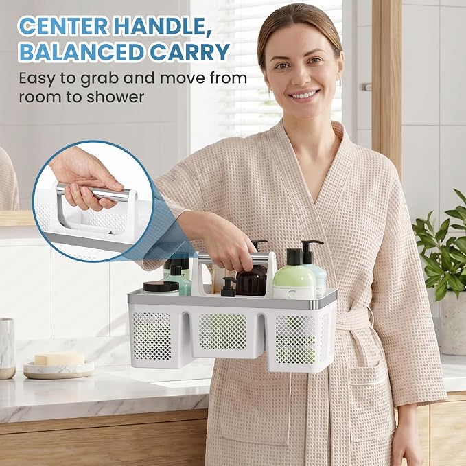 BYUNER 2Pack Plastic Shower Caddy: Portable Shower & Bathroom Caddy Tote - Image 4