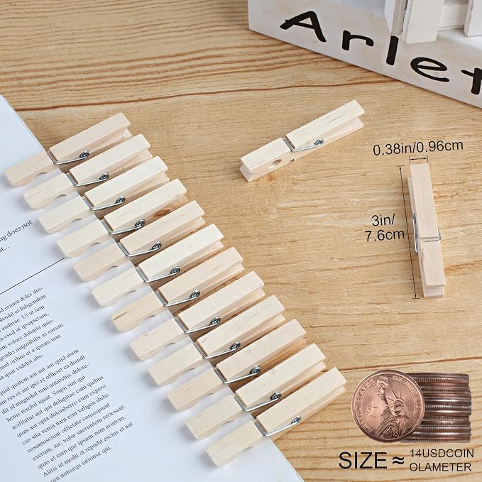 72 Pcs Wooden Clothes Pins, 2.9 Inch Clothes Pins - Image 3