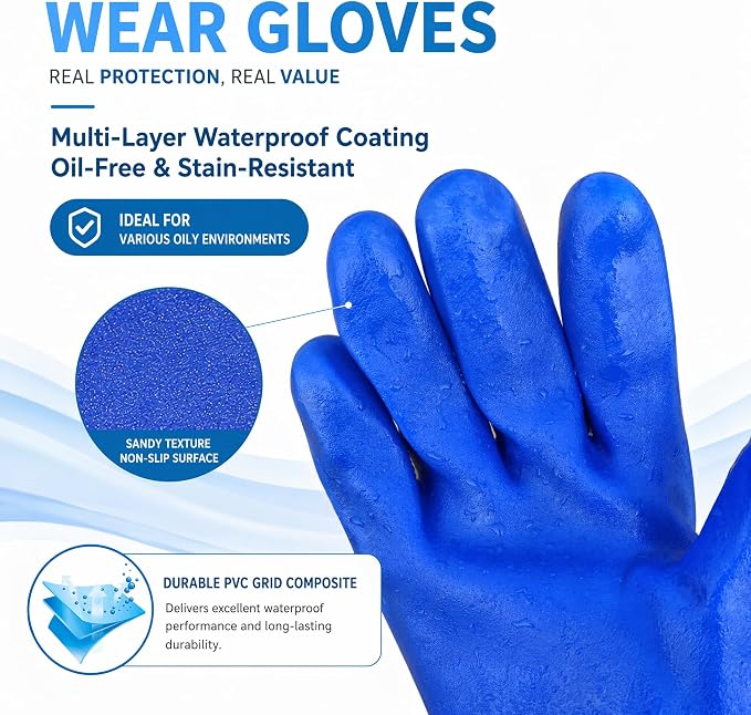 Okllen 2 Pair 27" Extra Long Rubber Gloves, Elbow Length Waterproof Gloves | - Image 3