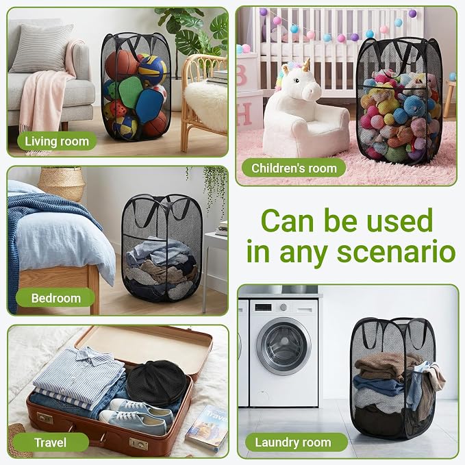 BATTOO Deluxe Strong Mesh Pop up Laundry Hamper Basket - Image 7