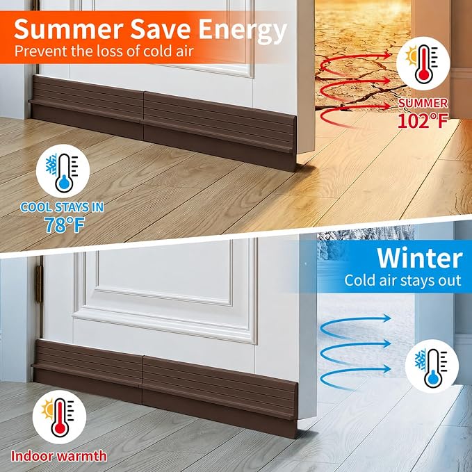 2Pc Total 72" Hard Door Draft Stopper, Door Sweep - Image 5