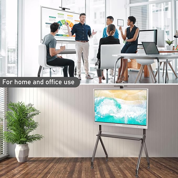 Smart Board Stand for 55"- 86'' Interactive Whiteboard, Mobile Stand for Smart Whiteboard, Lockable Wheels Black