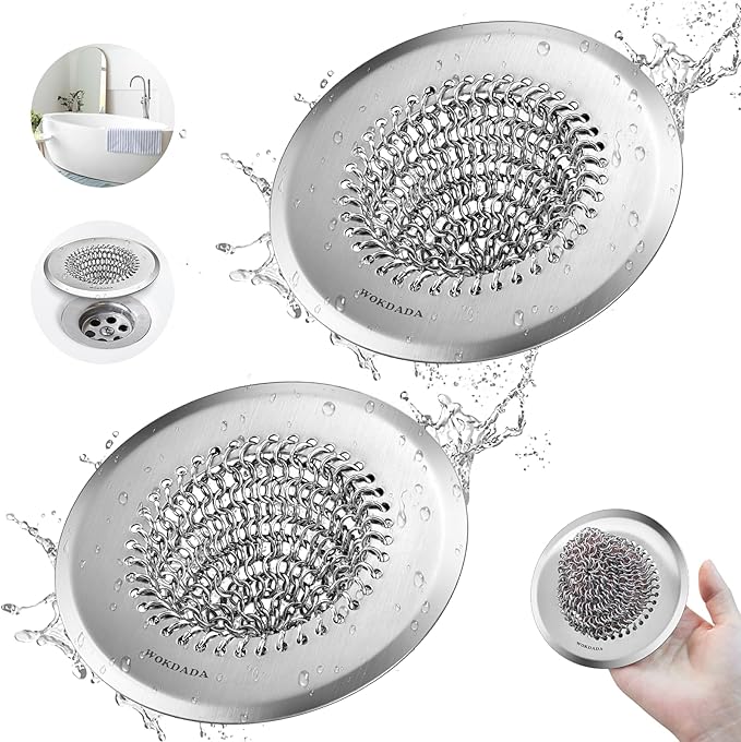 2 Pack Shower Drain Hair Catcher, 4.4" Anti-Clog Shower Drain Cover | by Wokdada