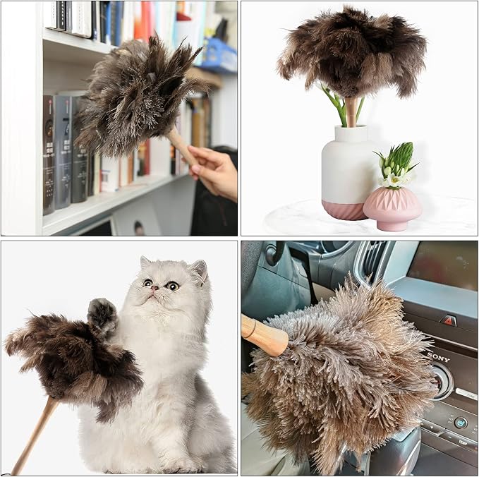 THARAHT 2PCS Ostrich Feather Duster 16 Inch Fluffy Natural - Image 6