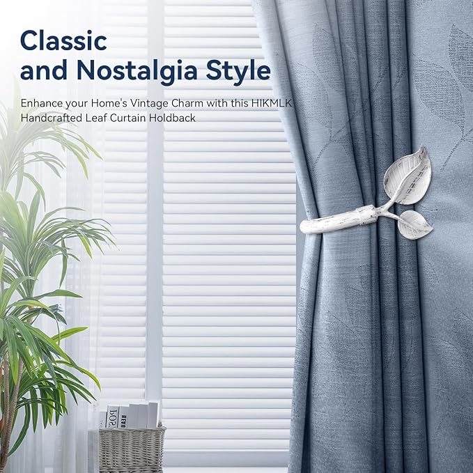HIKMLK Leaf Shaped Curtain Tieback Holdbacks 2pcs, Handmade Metal Curtain Side - Image 6