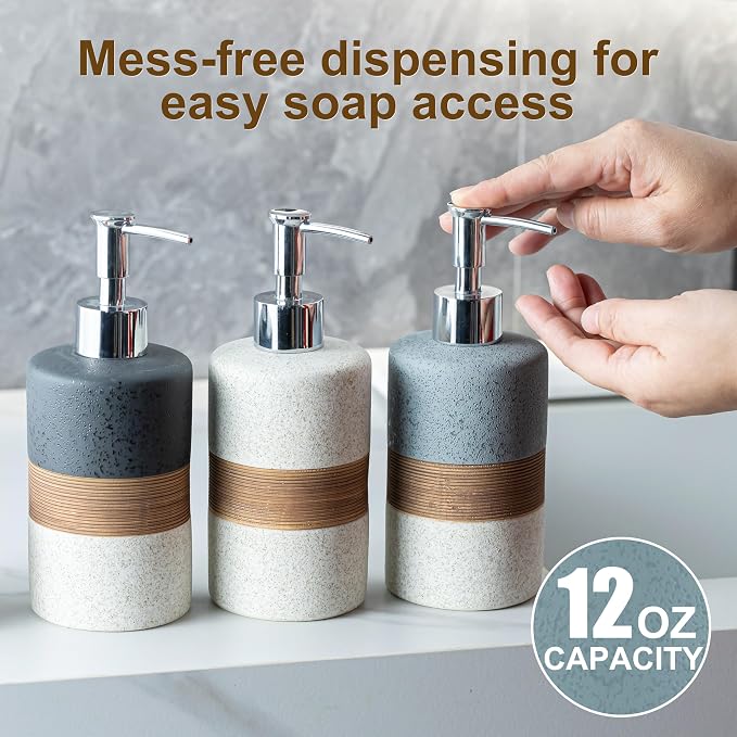 2 Pack Ceramic Soap Dispensers Set, Hand and Dish Soap Dispenser | Shampoo and - Image 8
