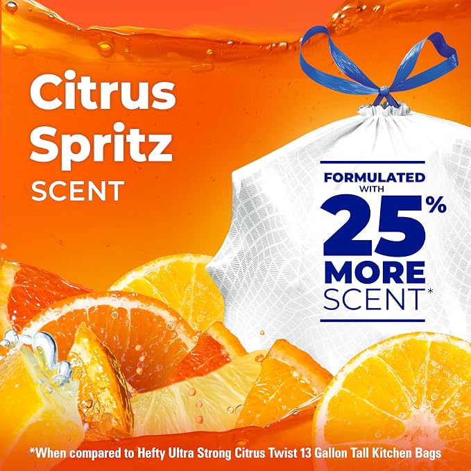 Hefty Ultra Strong Signature Scents 13G Trash Bags, Citrus Spritz, 80ct | 13 - Image 4