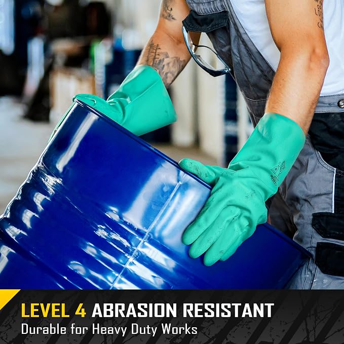 COOLJOB 18 Mil Chemical Resistant Nitrile Gloves 13" Long, Resist Household Acid - Image 3