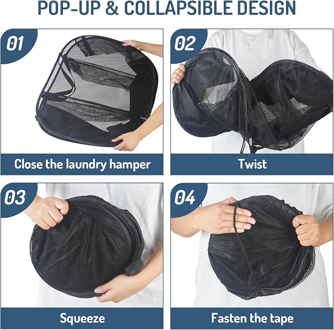 Seiritex Mesh Popup Laundry Hamper 3 Compartment Sortable Horizontal - Image 4