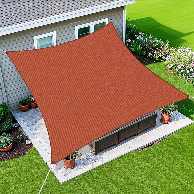 Amagenix Sun Shade Sail 12'X30' Curved Edge Outdoor Shade Canopy Rust Red Breathable 95% UV Block Shade Cloth for Patio Garden Backyard (We Make Custom Size)