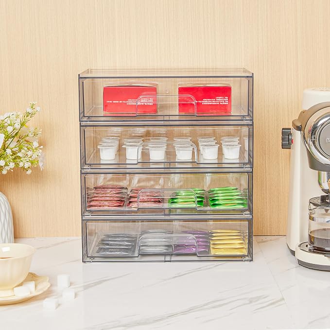 Vtopmart Clear Stackable Storage Drawers, 4 Pack Wide Plastic Organizers | - Image 9