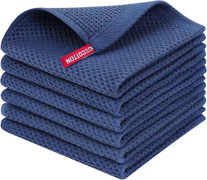 Homaxy 100% Cotton Waffle Weave Kitchen Dish Cloths 6-Pack, Ultra Soft by Homaxy