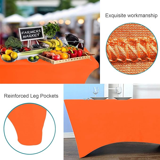 RELIANCER 2 Pack Stretch Spandex Table Covers for Rectangular Tables,4FT Elastic Fitted Tablecloth,Universal Rectangular Table Cloth Protector for Outdoor Party,Wedding,Bar,Birthday,Banquet,Events