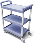 New Star Foodservice 54569 350-Pound Plastic 3-Tier Utility Bus Cart with Locking Casters, 42.5 "x 19.5" x 38.5", Gray
