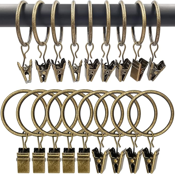 100 Pack Curtain Rings with Clips, Drapery Clips with Rings, Drapes Rings 1.26 by AMZSEVEN