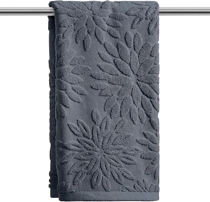 Artoid Mode 1 Pc Grey 3D Dahlia Floral Jacquard Hand Towels by ArtoidMode
