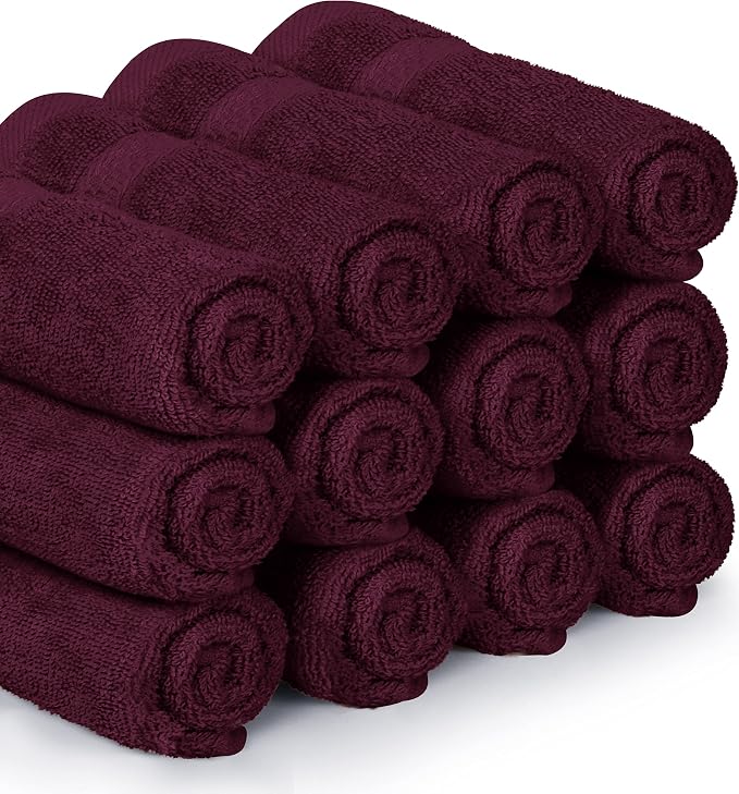Utopia Towels 12 Pack Premium Wash Cloths, 12x12 in, 100% Cotton, Burgundy | - Image 2