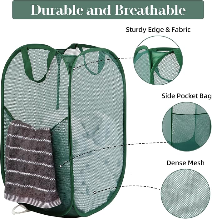 Durable Collapsible Laundry Baskets, Tear-resistant Pop Up Hamper - Image 3