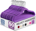 Zober Purple Velvet Hangers 50 Pack, Slim Non Slip Clothes Hangers | Slim by ZOBER