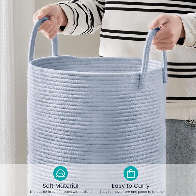 YOUDENOVA Cotton Rope Laundry Hamper Basket, 58L Blanket Basket - Image 4