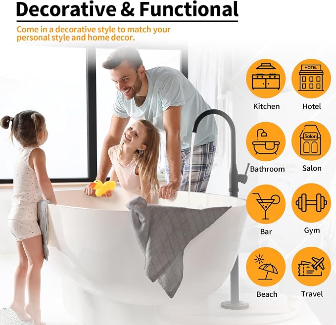Microfiber Hand Bath Towels, 6 Pack 25''*15'' Grey Bathroom Hand Towels - Image 8