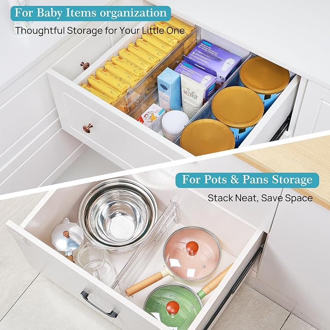 Vtopmart 6" Tall Upgrade Drawer Dividers, 12.8"-22.3" Expandable, 8 Pack | Deep - Image 6