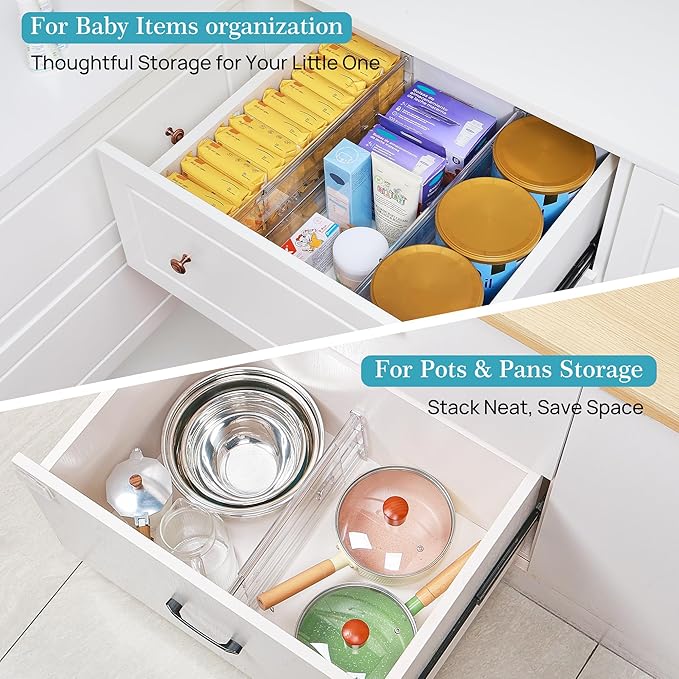 Vtopmart 6" Tall Upgrade Drawer Dividers, 12.8"-22.3" Expandable, 4 Pack | Deep - Image 6