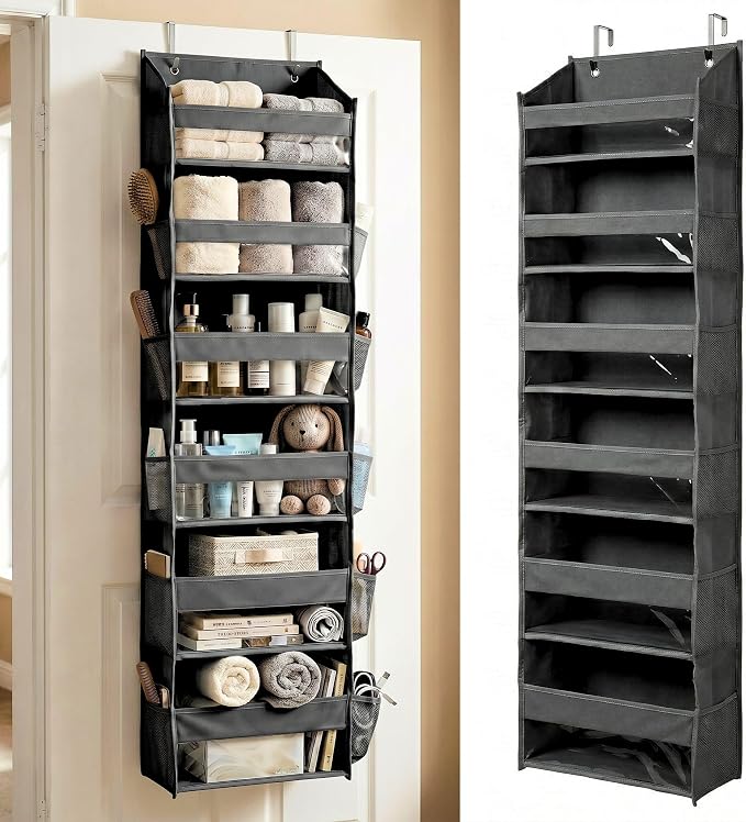 HOMELUX THEORY Over the Door Organizer, 100D Fabric, Dark Gray 1pc by HomeluxTheory