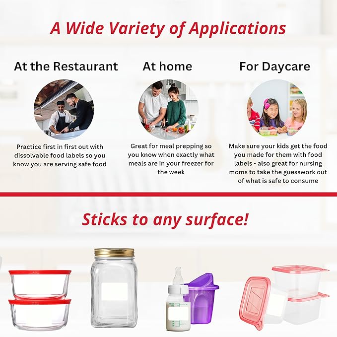 2x3 Dissolvable Food Labels, 1000 Label Stickers, Bottle Labels for Storage Bins, Sticker Labels for Food containers, (1000, Blank)
