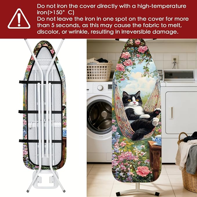 Nuxovilar Hammock Cat Cotton Ironing Board Cover 15x54 Fabric - Image 6
