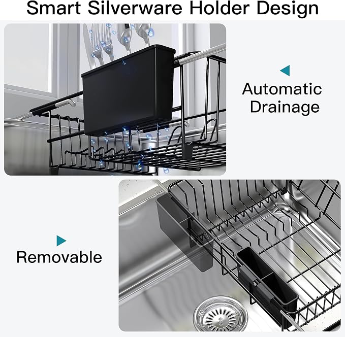 JASIWAY Black Dish Drying Rack in Sink, Dish Drainer - Image 9