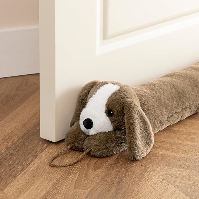 habibee Door Draft Stopper, Weighted Noise Blocker 38 in Brown Dog | Soft Faux by habibeeDesignCoLtd