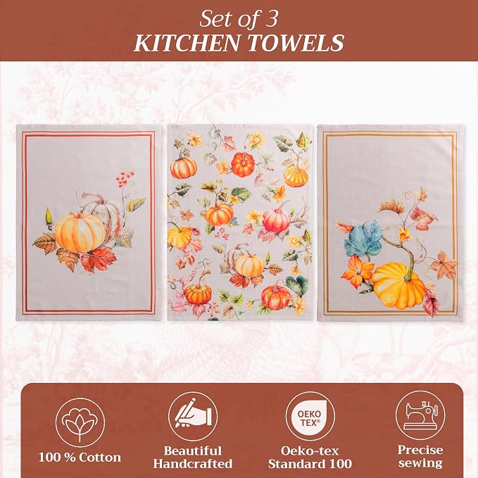 Maison d' Hermine Kitchen Towels Set of 3 Reusable 100% Cotton 27.50" x 20" - Image 2