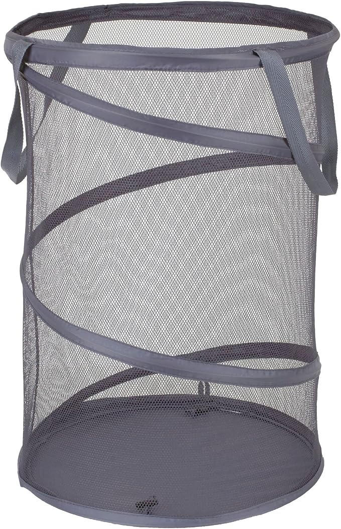 Household Essentials 2027-1 Pop-Up Collapsible Mesh Laundry Hamper | Charcoal by HouseholdEssentials
