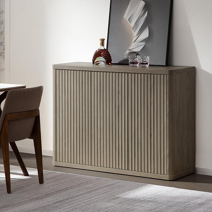 SICOTAS Buffet Cabinet with Storage Accent Sideboard with 3 Doors Modern 46.6" Wide Credenza Fluted Buffet Table Media Console Cabinet Entryway Cabinets for Living Room Kitchen Dining Room Hallway
