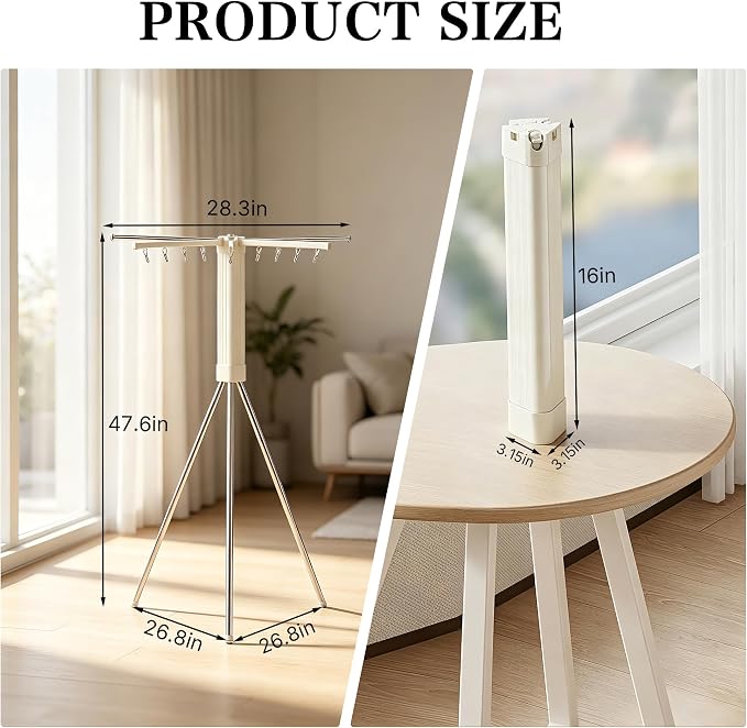 Foldable Clothes Drying Rack, Adjustable Windproof Laundry Drying Rack - Image 4