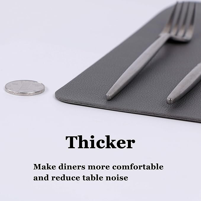 Wipeable Placemats Leather Table Mats Waterproof Heat-Resistant Easy to Clean for Dining Table Set Kitchen Table (2, Grey)