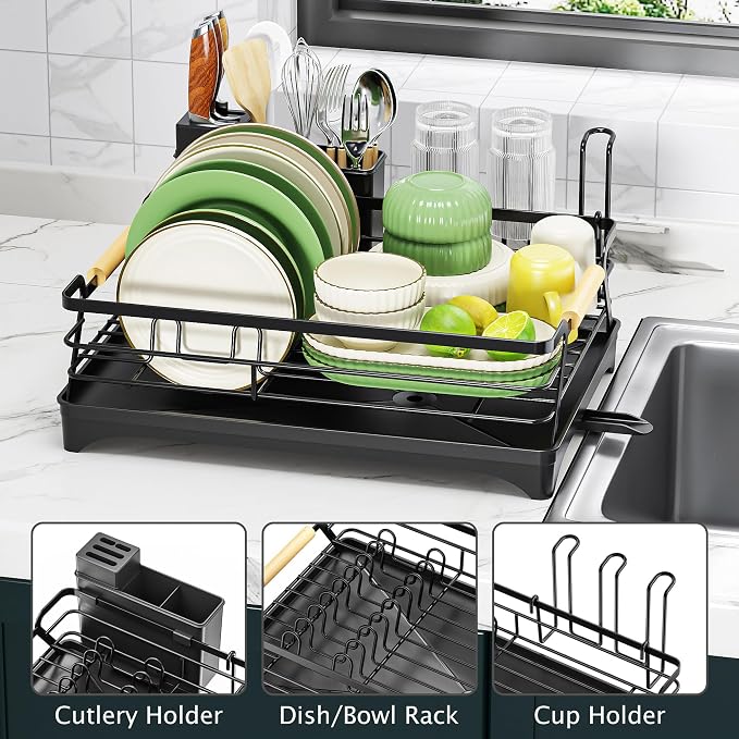 Epicano Dish Drying Rack for Kitchen Counter, Large Capacity | Raised Feet - Image 3