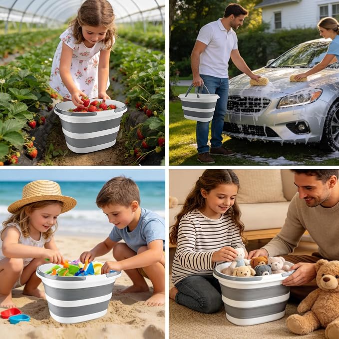 10L Collapsible Bucket with Handle, Foldable Ice Bucket Car Wash Buckets - Image 6