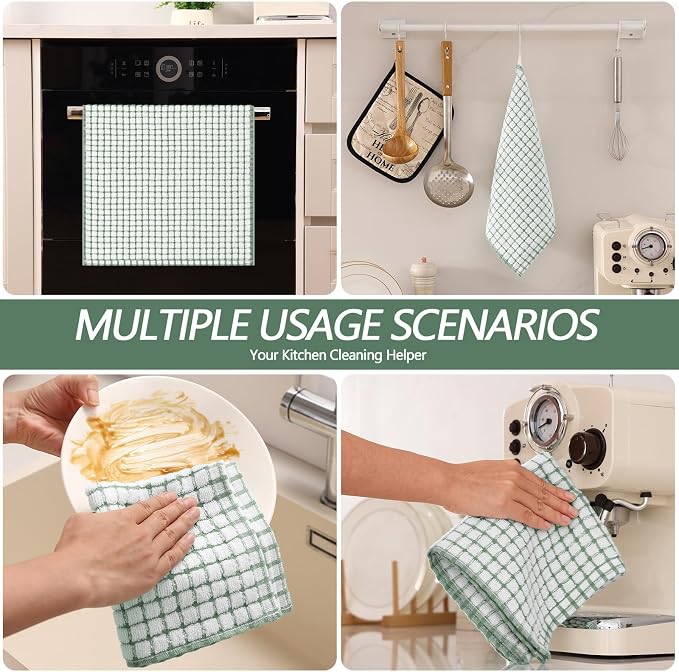 Homaxy Kitchen Towels and Dishcloths Set, Grass Green - Image 6