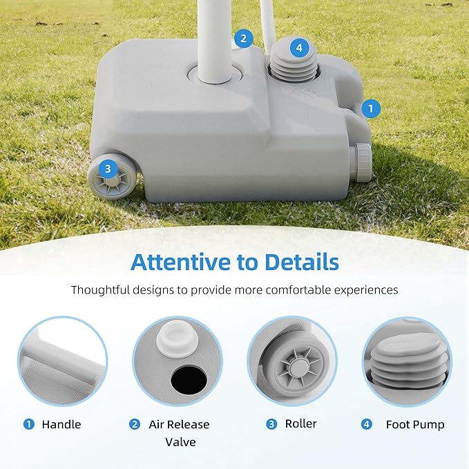 Portable Sink Camping Hand Washing Station, 20L Wash Basin Stand with Rolling Wheels, Soap Dispenser, Towel Holder, Handle for Garden, Outdoor, Travel, Boat, Gathering, Worksite