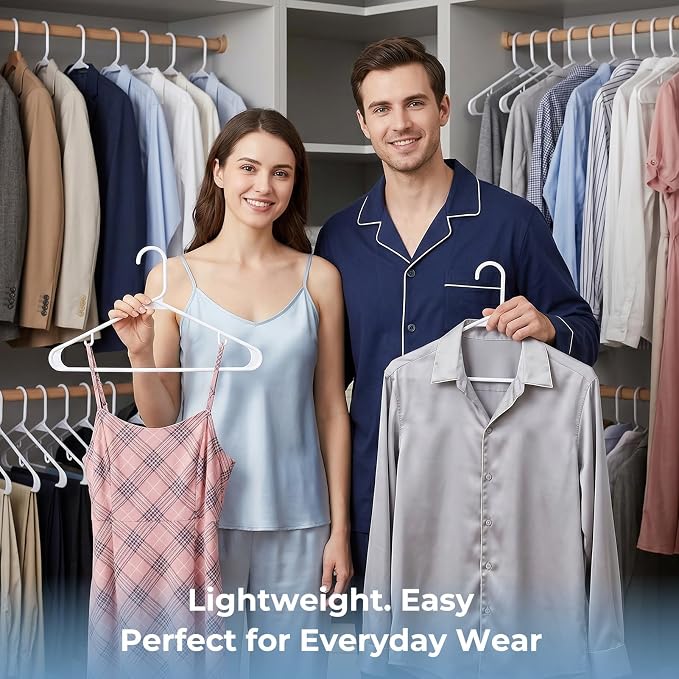 HOUSE DAY White Plastic Hangers 10 Pack, Slim Space-Saving Clothes Hangers | - Image 7